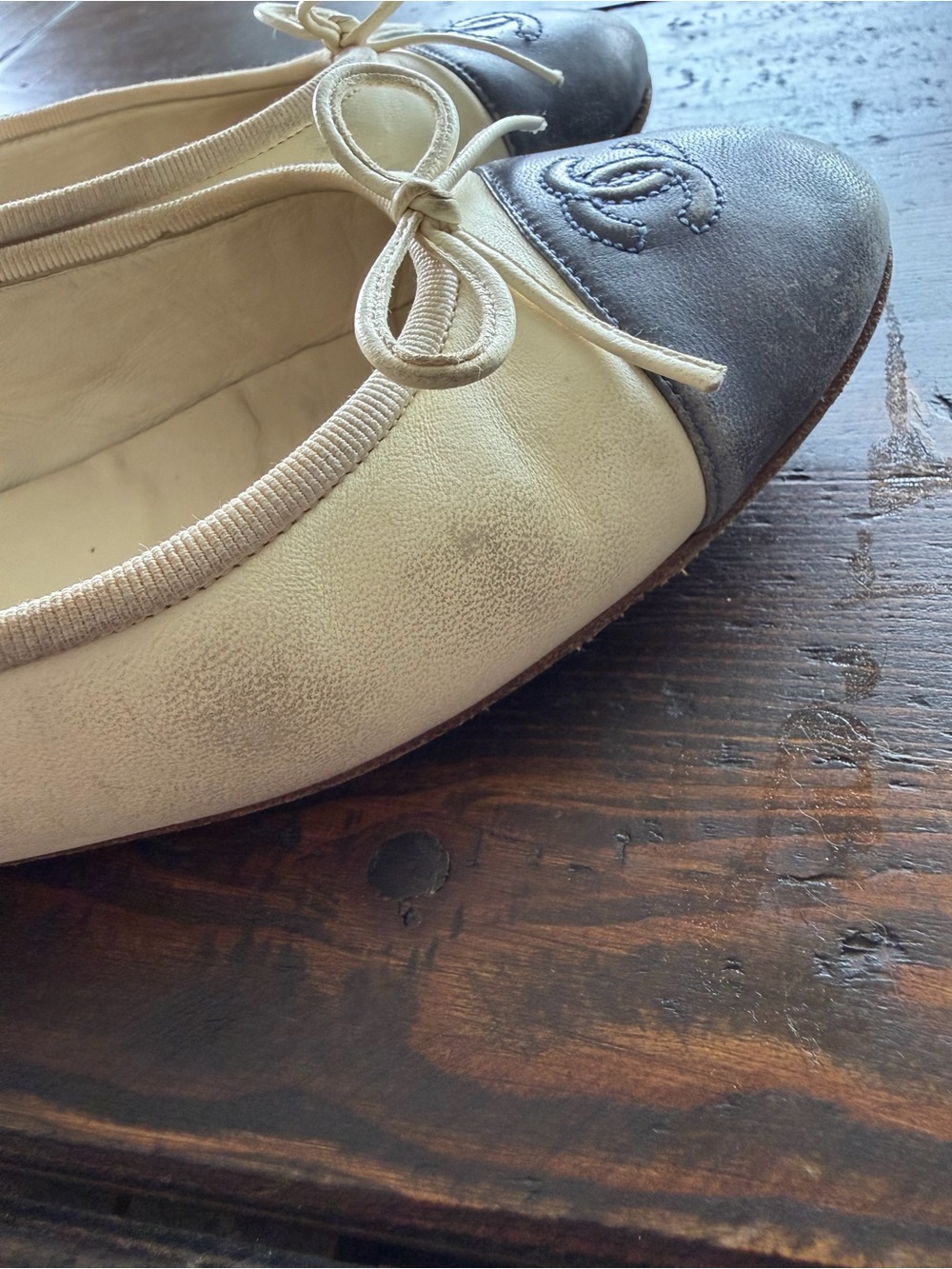 Chanel Interlocking CC Logo Lambskin Ballet Flats Size IT 39.5 - Picture 3 of 16